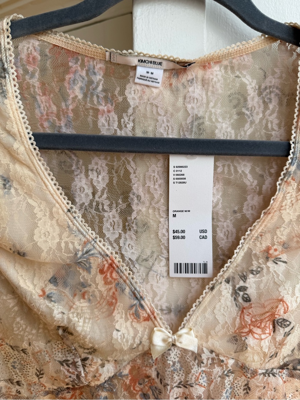 Kimchi Blue NWT Cream Floral Lace Babydoll Top urban outfitters - Picture 2 of 4